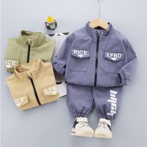 Spring 2021 new childrens sportswear boys and girls alphabet zipper shirt jacket pants 3 pieces/set of baby sportswear