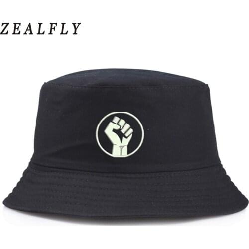 Cotton Embroidery Fist Unisex Bucket Hat Solid Casual Caps Summer Outdoor Fisherman Hat Panama Beach Sun Hip Hop Cap