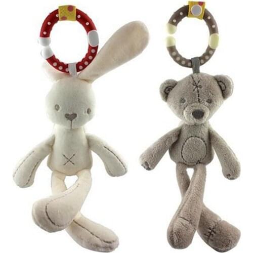 Infant Baby Rattle Cute Rabbit Stroller Wind Chimes Hanging Bell Musical Baby Toy Doll Soft Bear Bed Appease Rattles Toys
