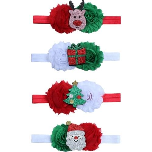 Christmas Stretch Baby Girl Hair Accessories Headband Newborn Girls Hair Pins Clips Infant Baby Flower Hairband Photo Prop Gift