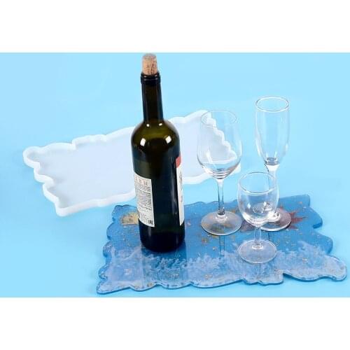 DIY Crystal Epoxy Pendulum Table Base Mould Irregular Lace Rectangle Silicone Model Big Wave Wine Tray
