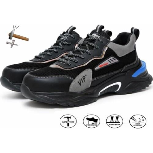 Work Boots Light Steel Toe Shoes Men Work Sneakers Male Anti-smash Anti-puncture Safety Shoes Men Indestructible Work Shoes