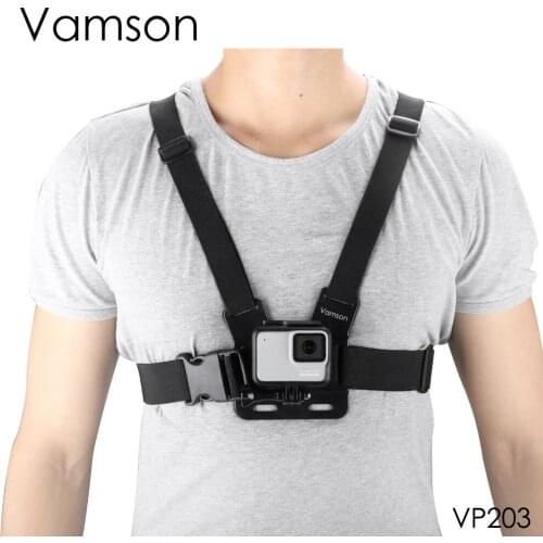 Vamson for Gopro Hero 7 6 5 4 Mounting accessories Adjustable chest strap mounting strap for DJI OSMO Action for xiaomi yi VP203