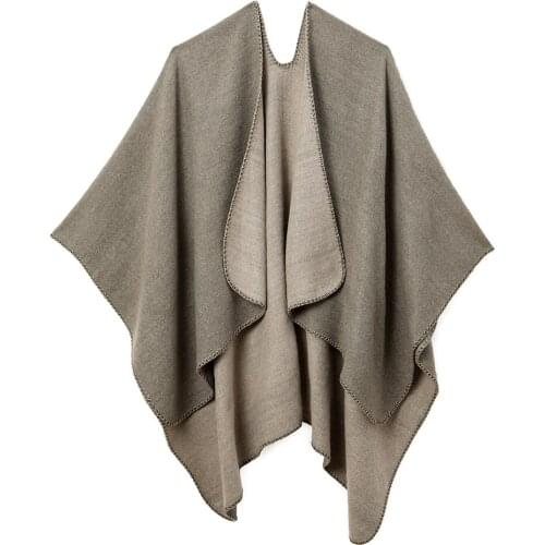 Shawls Winter Womens Shawl Wrap Fashion Open Front Capes Wraps Ponchos Cashmere Pashmina Oversized Warm Solid Female Cape