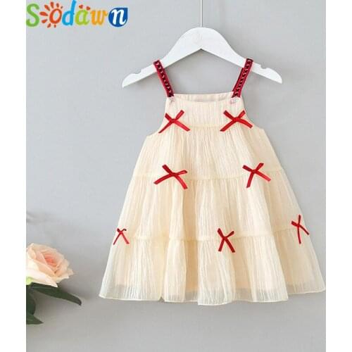 Sodawn Girls Dresses 2020 Summer Girls' Suspender Dress Baby Bow Tie Princess Dress Children Baby Kids Girl Clotheing