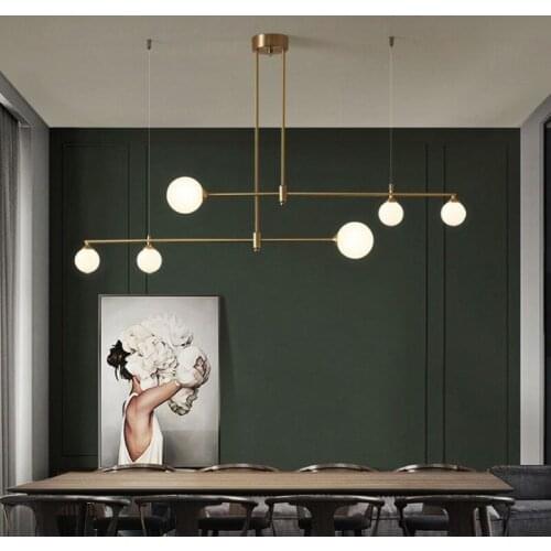 Modern Minimalist Glass Copper Pendant Lights Lustre Dining Room Bar Cafe Led Decor Lamp Indoor Lighting Hanging Light Fixture