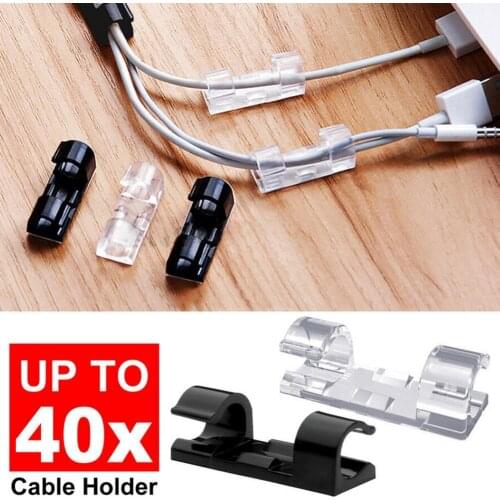 Cable Winder 20/40Pcs Self-Adhesive Cable Clip Clamp Cord Wire Organizer Management Holder Consumer Electronics 2021
