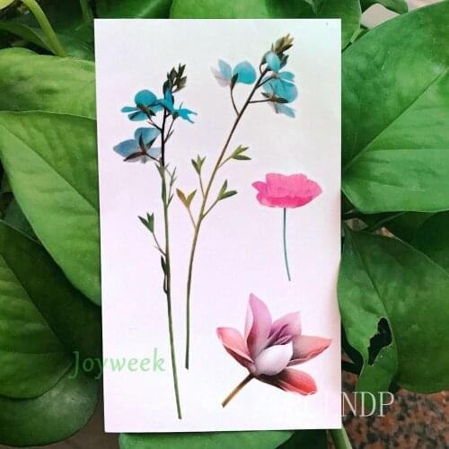Waterproof Temporary Tattoo watercolor rose moth orchid flowers tatto stickers flash tatoo fake tattoos for girl women lady