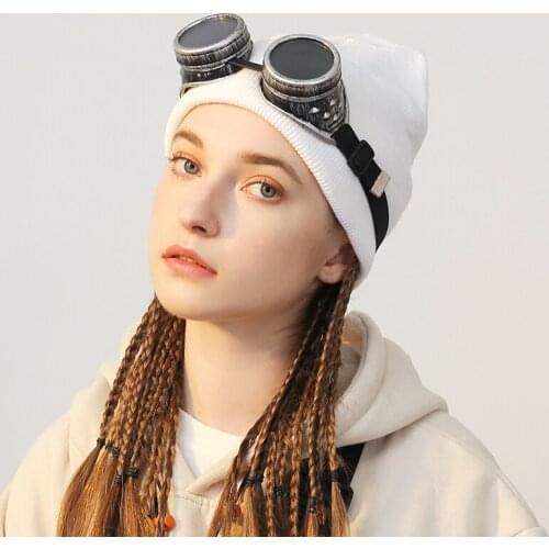 Punk style glasses knitted hat European American tide brand popular cold hat men women cool handsome Winter Wholesale