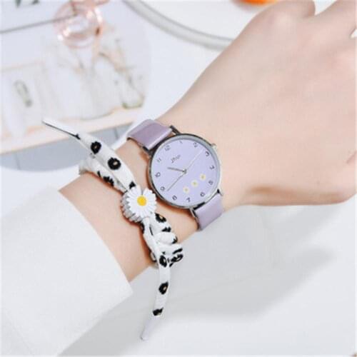 Flowers Women Fashion Luxury Watches Blue Vintage Leather Ladies Wristwatches Exquisite Number Dial Simple Female Quartz Clock