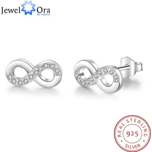 Infinity Love 925 Sterling Silver Cubic Zirconia Stud Earrings Trendy Party Accessories Earrings for Women (JewelOra EA101984)
