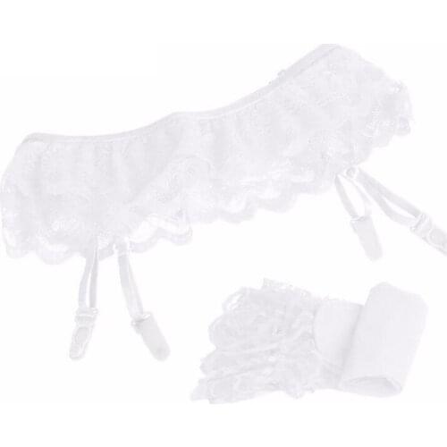 Womens Sexy Floral Lace Suspender Garter Belt with Thigh High Stockings Lingerie