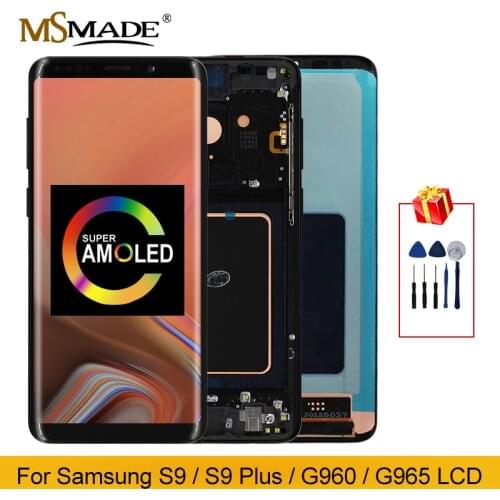 6.2" SUPER AMOLED For Samsung S9 LCD G960F Display Touch Digitizer Replacement With Frame For SAMSUNG Galaxy S9 Plus G965F LCD