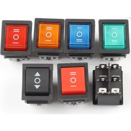 1Pcs KCD4 Rocker Switch ON-OFF-ON 3 Position 6 Pins Electrical equipment With Light Power Switch 16A 250VAC/ 20A 125VAC