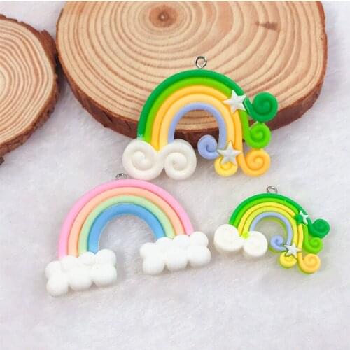 12pcs /lot rainbow charms resin charms necklace pendant keychain charms for DIY earring decoration