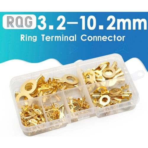 150pcs/set Ring Type Gold Terminals Golden Brass Non-insulated Crimp Terminals Connectors 3.2mm-10.2mm Cable Wire Connectors