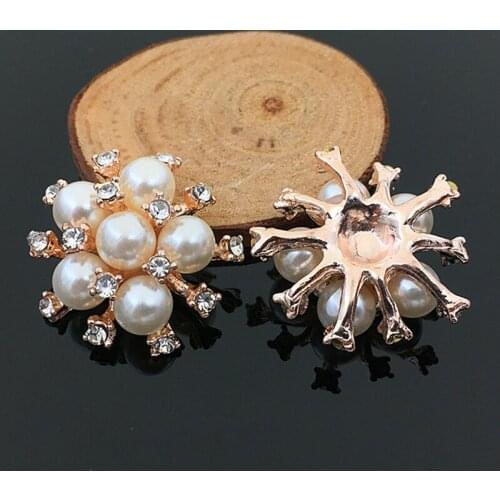 2016New 60Pcs Pearl Flower Rhinestones Button for DIY Hair accessories HZ260