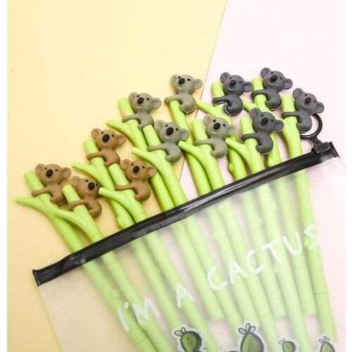 12Pcs/pack Japanese Novelty Kawaii Koala Animal Gel Pens Fun Cool Blue Ink School Office Stationery Pencil Case Bag Party Favor