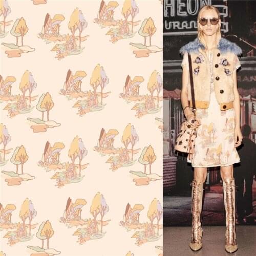 Satin fabric custom elegant woods pattern dress polyester fabric DIY sewing patchwork 135