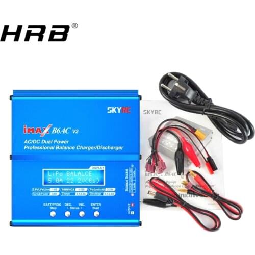 Skyrc iMAX B6AC V2 Battery Balance Charger Lipo NiMH Discharger RC Parts Charging T Plug XT60 Alligator Clip Wire Cable B6 AC DC