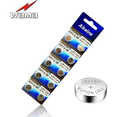 40x Wama AG10 1.55V Button Cell Batteries 389 SR54 LR54 SR1130W Akaline Watch Coin Battery Disposable