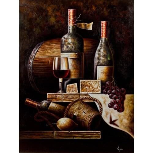 Free shipping lot set classical red wine bottle oil painting still life canvas printings on canvas wall art decoration picture