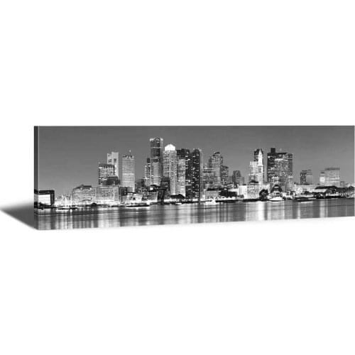 Large 5D DIY Diamond painting Black And White Panoramic Boston Skyline Modern Full Square Round Diamond embroidery Home Decor