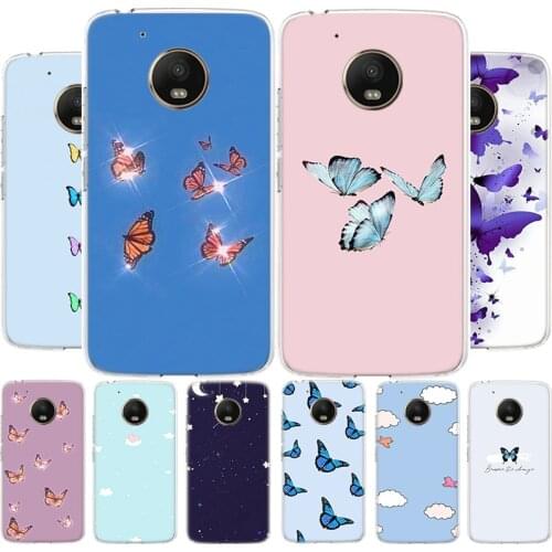 Sky & Butterfly Pattern Phone Case For Motoralo Moto G8 G7 G6 G5 E6 E5 E4 S PLUS PLAY POWER OneMacro Cover Coque soft Silicone T