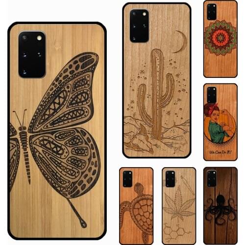 Horse Turtle Butterfly Wood Case For Samsung Galaxy S21 Ultra S20 FE Note 20 Ultra Note 9 10 S8 S10e S9 Plus Coque