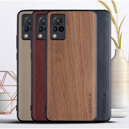 WoodLike case for Vivo V21 4G 5G soft TPU&Hard PC&PU leather skin covers coque fundas covers for Vivo V21 4G 5G
