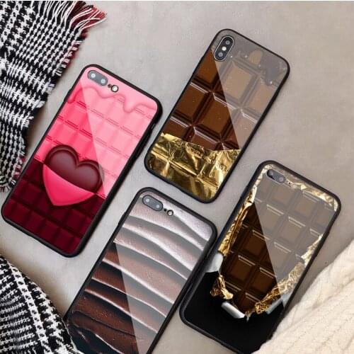 Chocolate Tempered Glass Phone Case For iphone 12 11 Pro Max 5 6 7 8 PLUS X XS XR XSMax Shell