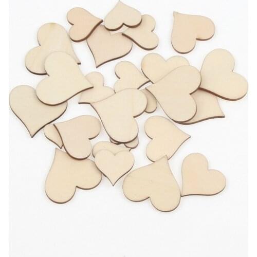 50pcs Mix Blank Heart Wood Slices Discs Wood Heart Love Blank Unfinished Natural Crafts Supplies Wedding Ornaments 15-30mm