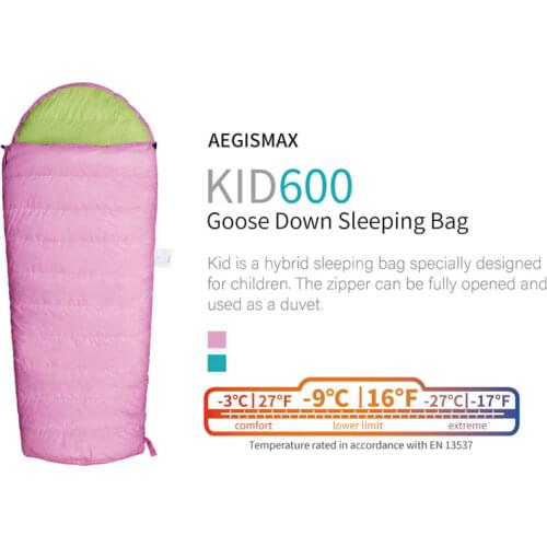 AEGISMAX Outdoor Child Tent Camping KID 600 Spring Autumn Winter Mummy White Goose Down Sleeping Bag