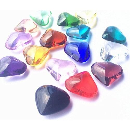 DIY 20pcs/lot Beautiful 22*18mm Crystal Heart Shape Multicolored Smooth Pendant Glass Beads Curtain Accessories