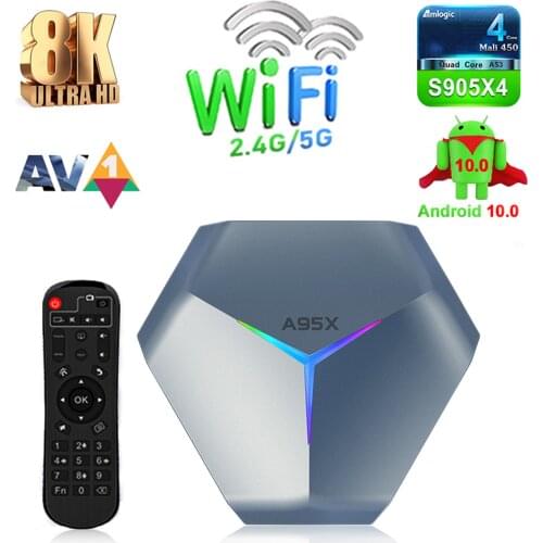 Docooler A95X F4 Samrt TV Box Android 10.0 Amlogic S905X4 8K Media Player 4K 3D 2.4G/5G WiFi RGB Light Support HD/AV/Optical Out
