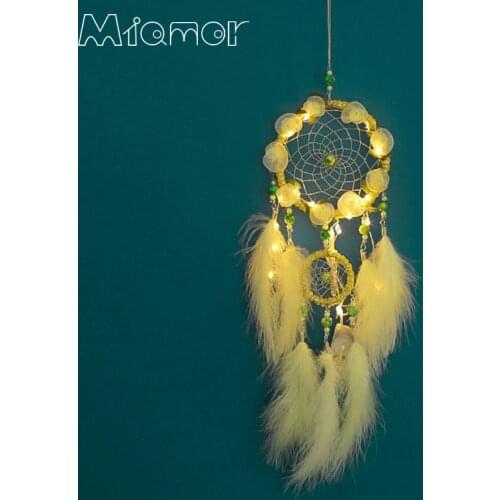 MIAMOR Double Ring Dreamcatcher Wedding & Bar & Home Wall Hanging Decor Dream Catcher With Feather Decor Ornament Gift Amor0166