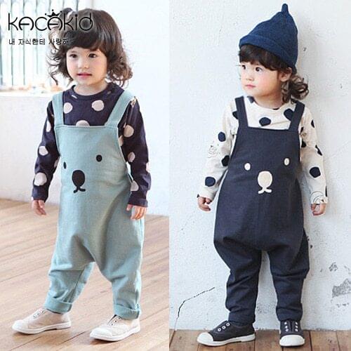 KACAKID Official Store Children Boys Girls Overall Cute Expression Children Boys Girls Overall Cotton Children Boy Girl Overalls