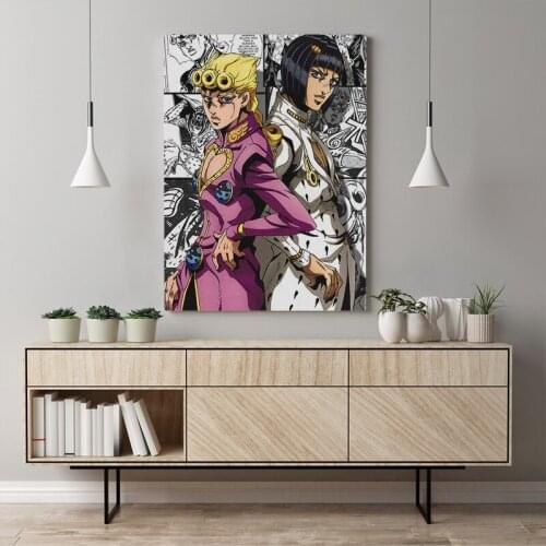 Giorno Giovanna Bruno Bucciarati anime Framed Canvas poster Painting wall Art decor Study Home Decoration Wooden Frame Prints