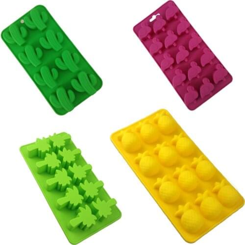 Gummy pineapple cactus Flamingo coconut tree chocolate silicone mold fondant tool candy Eco-Friendly ice cube tray