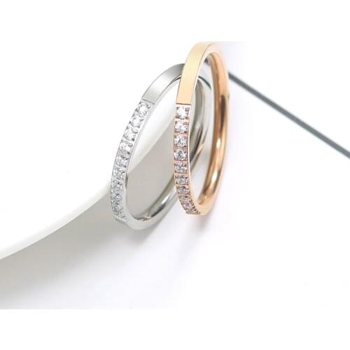 Innopes romantic forever love shiny Rose gold zircon ring Steel finger ring for women girl jewelry wedding Engagement Cute gift