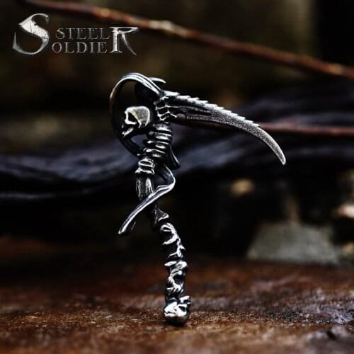 Stainless steel skull pendant choker necklace stainless steel men fashion devil death skull jewelry