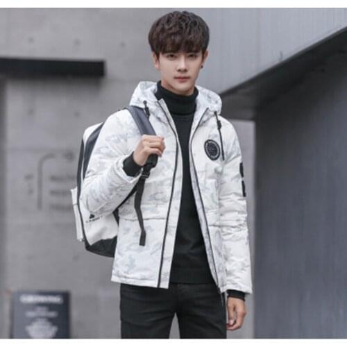Oloey New Male Korean Short Down Jacket Mens Youth Slim Standing Collar Fashion White Duck Down Jacket Coats for Men
