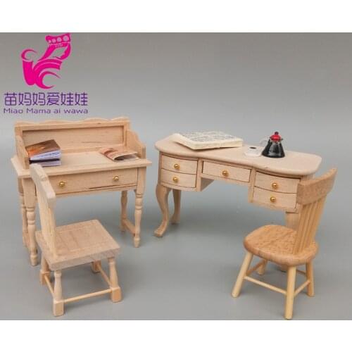 Doll House Furniture Side Table Half Round Wooden Side Table Mini Doll Toys House Furniture