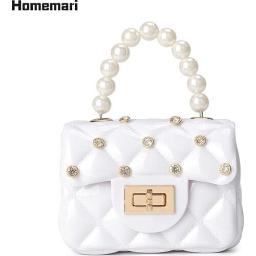 2021 Mini Jelly Purse And Handbag 2021 PVC Crossbody Bags With Pearl Handle Crossbody Bags Girls Cute Small Coin Pouch Party Bag