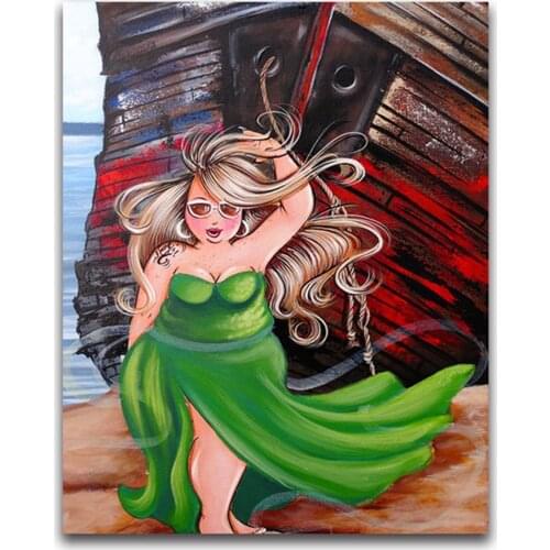 Cartoon Fat Woman DIY Cross Stitch 11CT Embroidery Kits Needlework Craft Set Printed Canvas Cotton Thread Home Sell