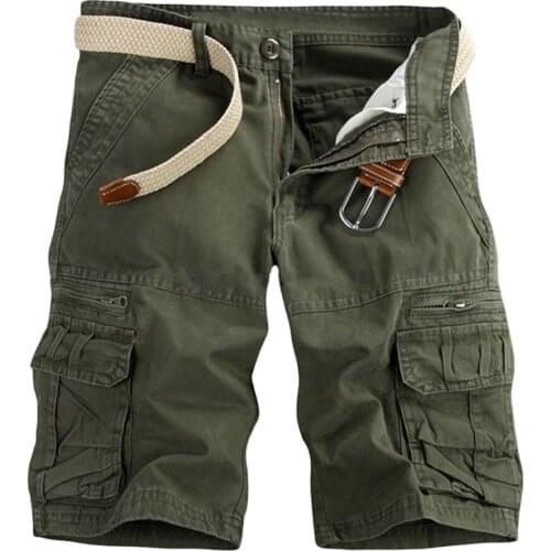 Summer Mens Casual Shorts Pure Color Outdoors Multi Pocket Hip Hop Shorts Work Trouser Cargo Shorts Casual Short Homme 2021