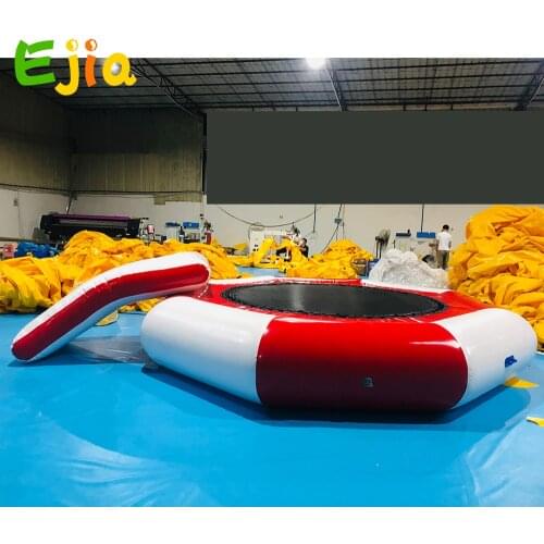 Summer Outdoor Water Fun Inflatable Water Trampoline With Island Bouncer Slide Air Pump Accessories Jumping Bounce For Sale