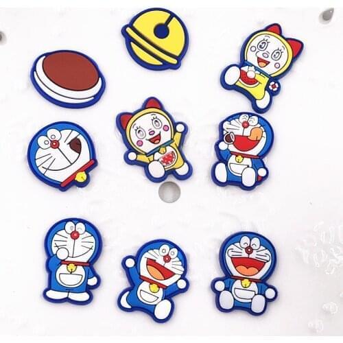 Wholesale 100PCS Cartoon Kawaii Figure Doraemon Dorami PVC Flatback Ornament Ring For Backpack Making Phone Case DIY Accessories