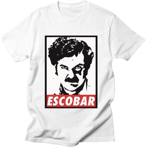 Pablo Escobar Narcos T Shirt Weed Mafia Scareface Luciano Capon Men 100% Cotton Tees Short Sleeve White T-Shirt Streetwear