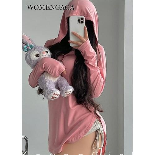 Workout Girl Student 2021 Summer New Hooded Drawstring Loose Thin Sunscreen Long Sleeve Hoodies Sweatshirt Korean Sexy Top 86H